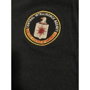 Men’s CIA Central Agency Logo USA Polo Shirt 2XL XXL Navy Blue Anvil Cotton